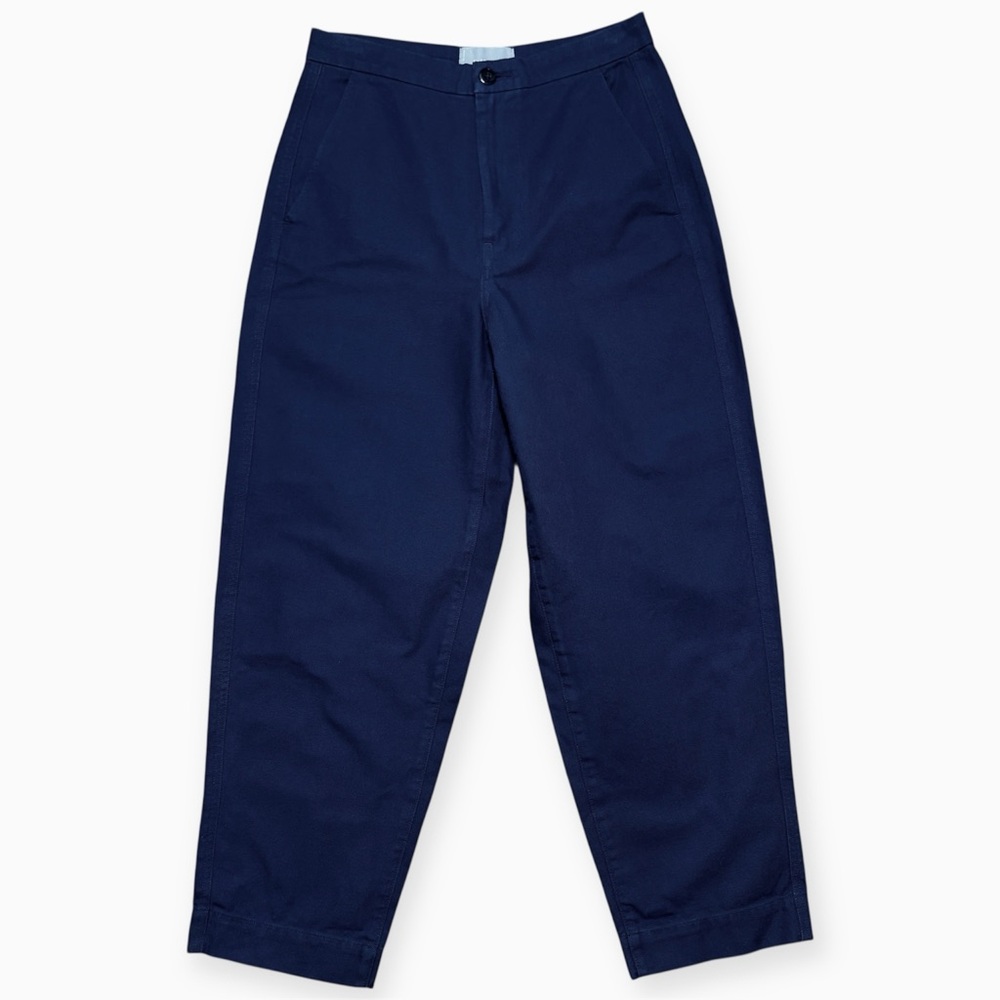 Everlane Wm’s High Rise Barrel Leg Cotton Twill Ankle/Crop Pant NWOT Navy Sz 6